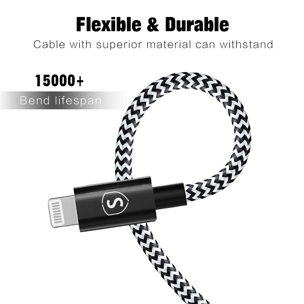 SiGN Skin Lightning Kabel 2.4A, 0.25m - Svart/Vit