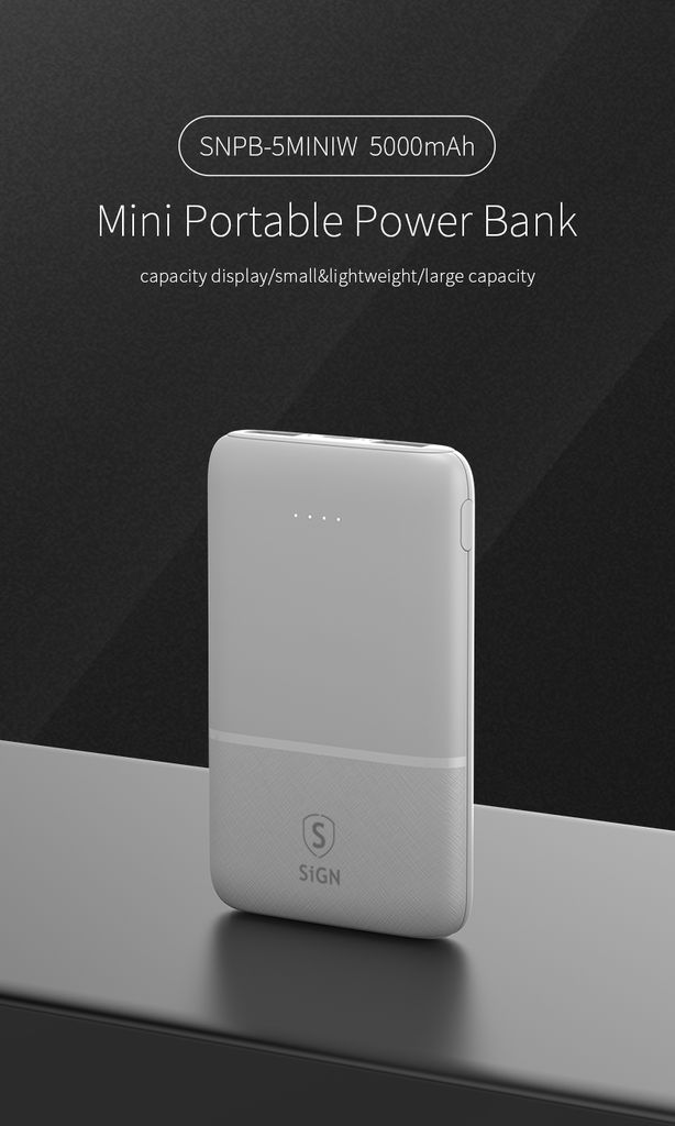 SiGN Ultrathin varavirtalähde 5000mAh – Valkoinen