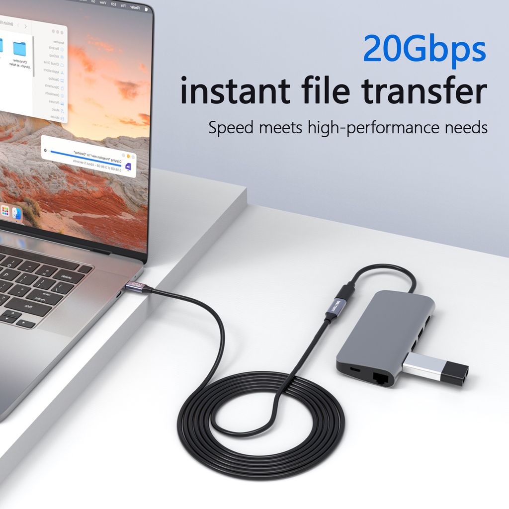 Nextbatt USB-C forlengelseskabel hann til hunn 2m – svart