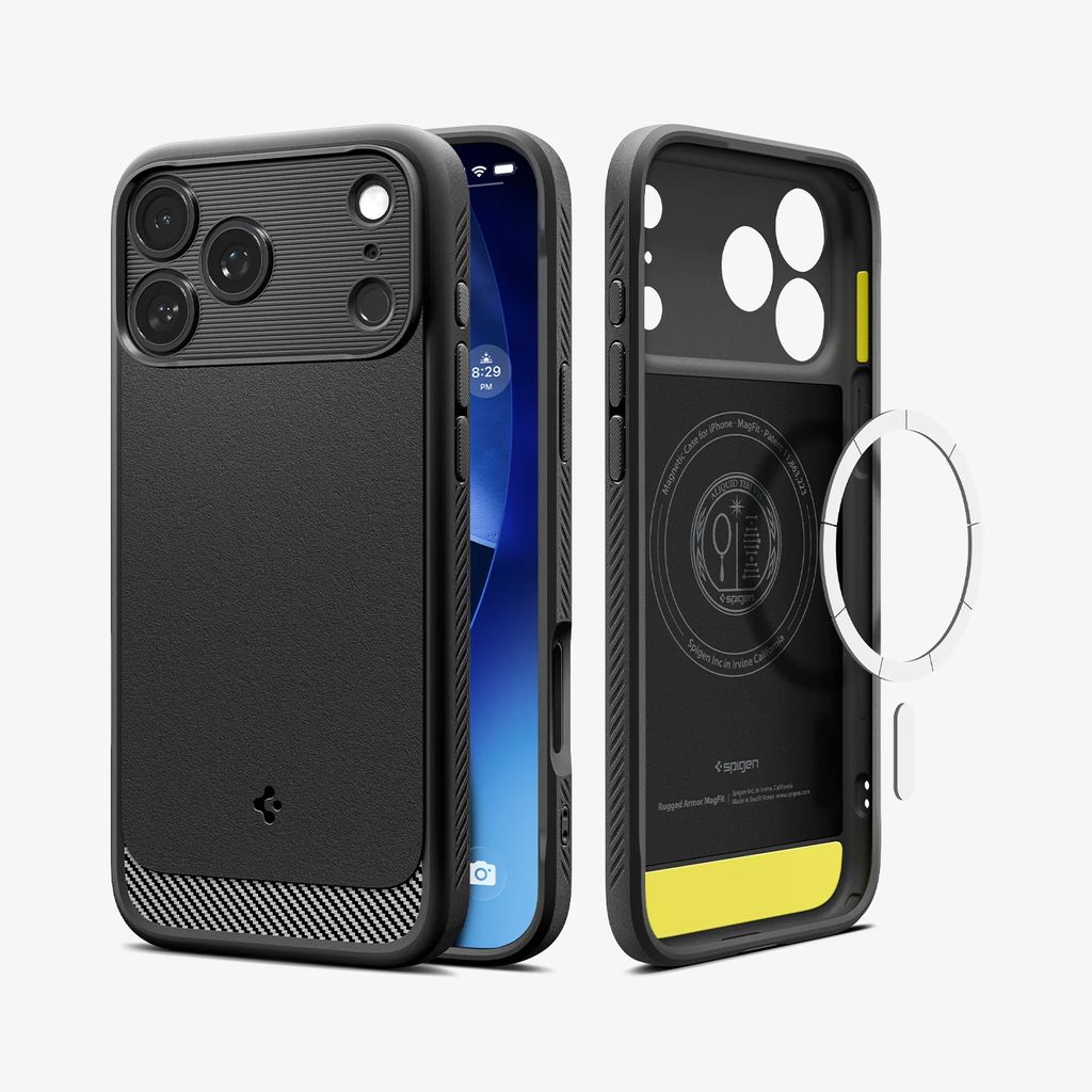 Spigen iPhone 17 Pro Rugged Armor MagFit Case - Matte Black