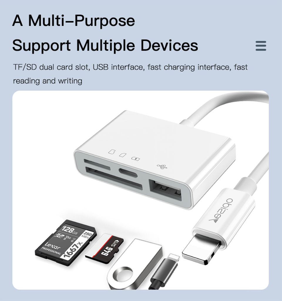 Yesido Lightning Hub 4-i-1 OTG-adapter