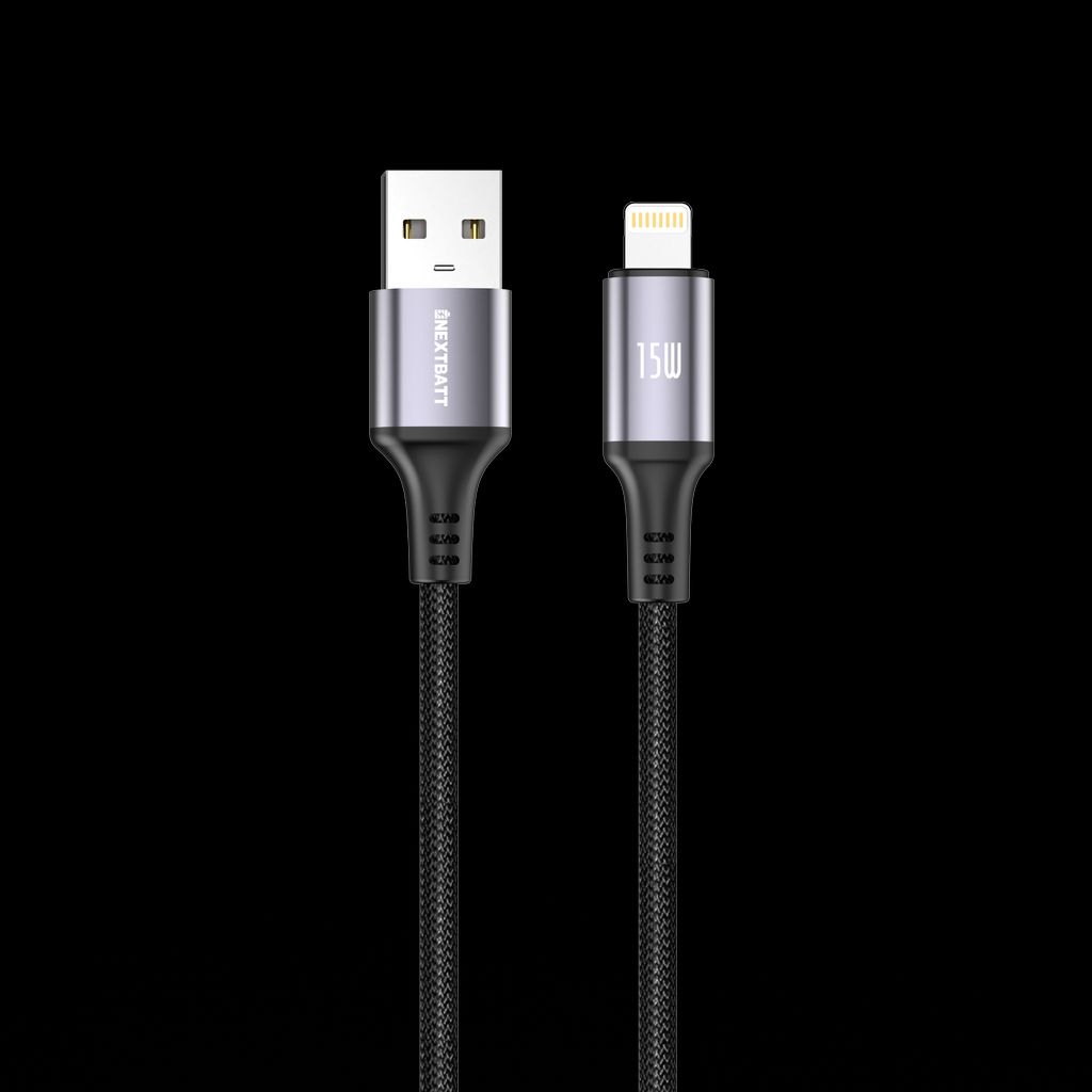 NEXTBATT USB-A til Lightning-kabel 15W, 2m - Sort