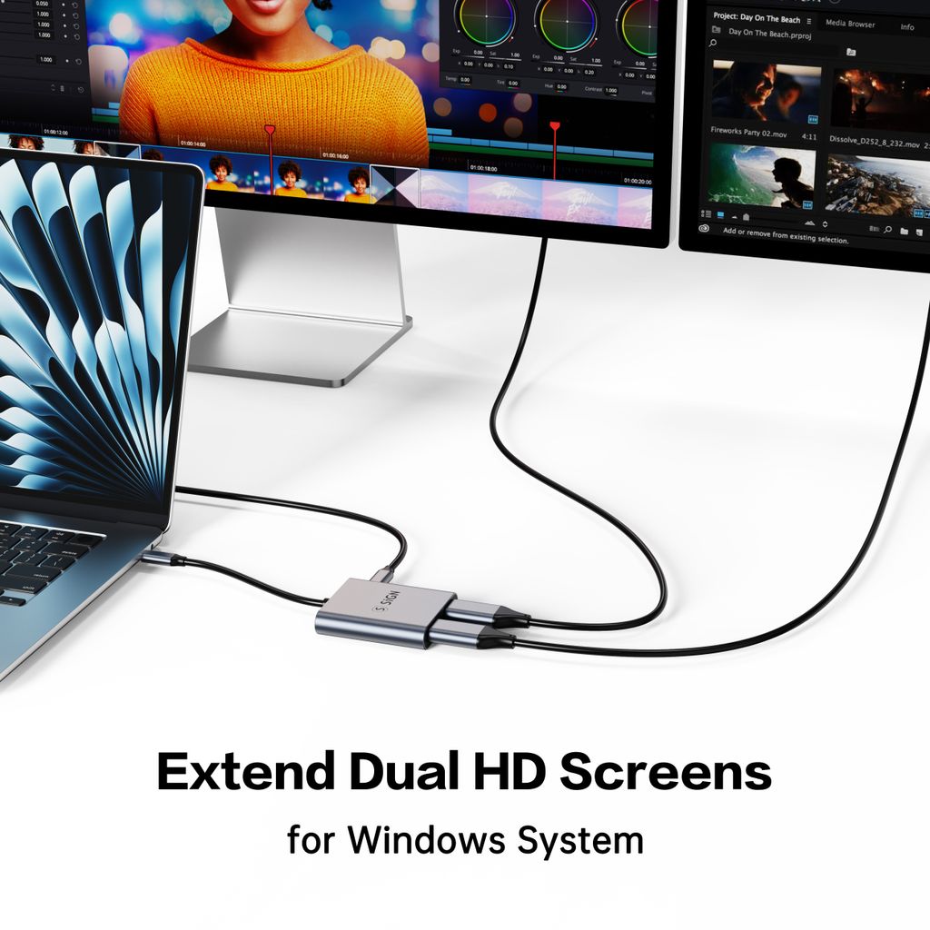SiGN-adapter USB-C til 2x HDMI 2.0 og USB-C PD