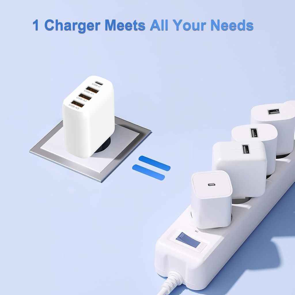SiGN Snabbladdare USB-C & 3xUSB-A, PD & Q.C 3.0, 36W - Vit