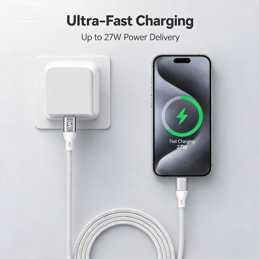 SiGN USB-C till USB-C kabel 60W PD, 1m – Vit