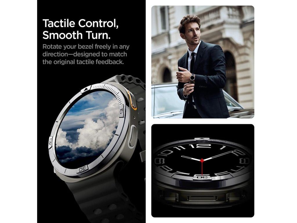 Spigen Tune Pilot Bezel Rammedeksel til Galaxy Watch 9/8 44 mm - sølv