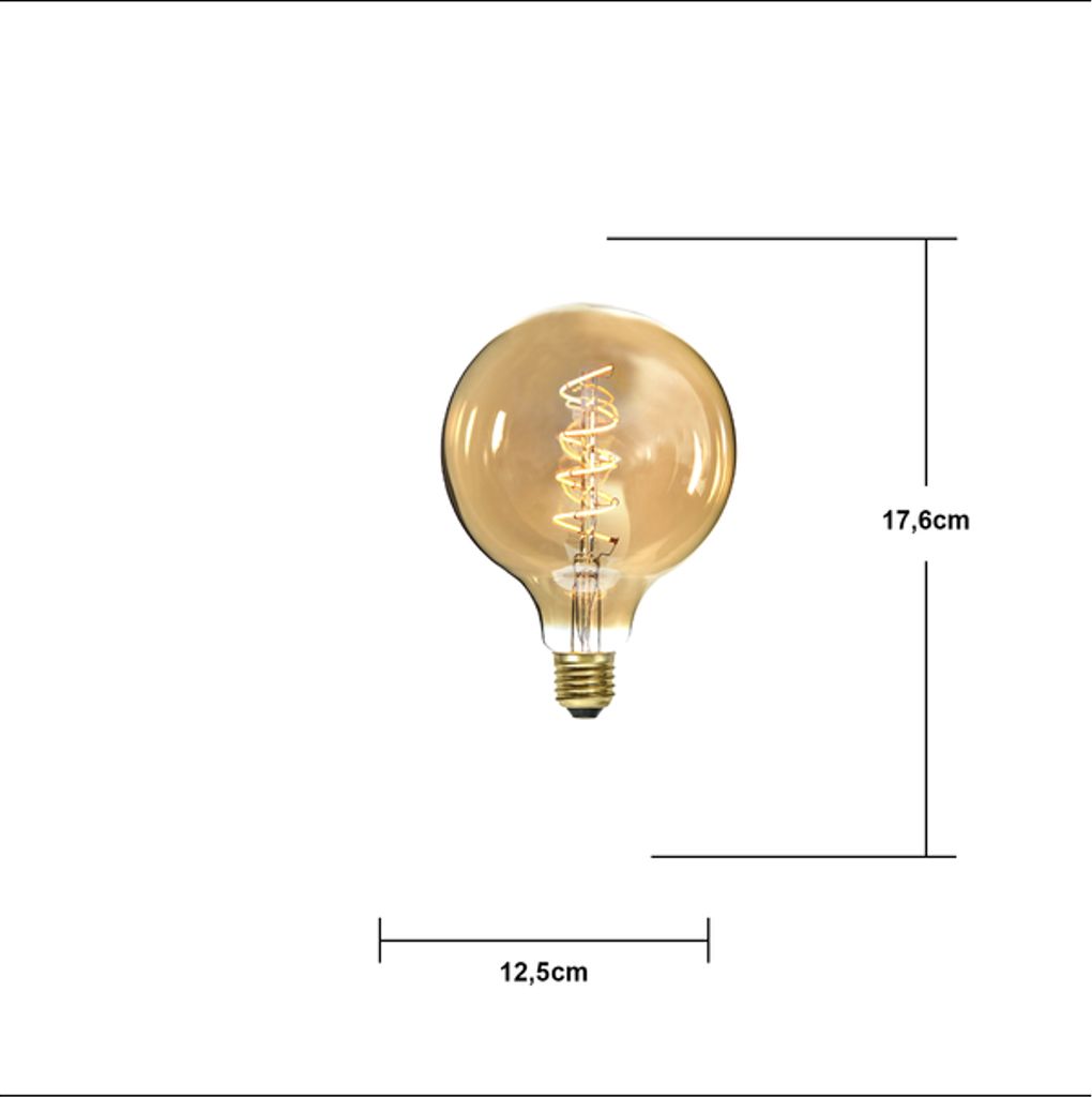LED-lampa E27 G125 Decoled Spiral Amber