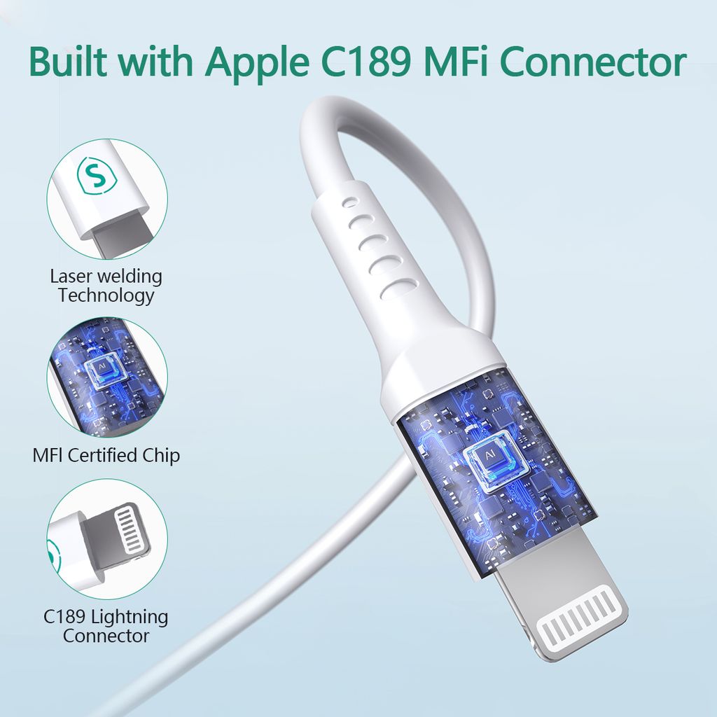SiGN USB-A / Lightning -kaapeli, 2.4A, 12W, 2m - Valkoinen