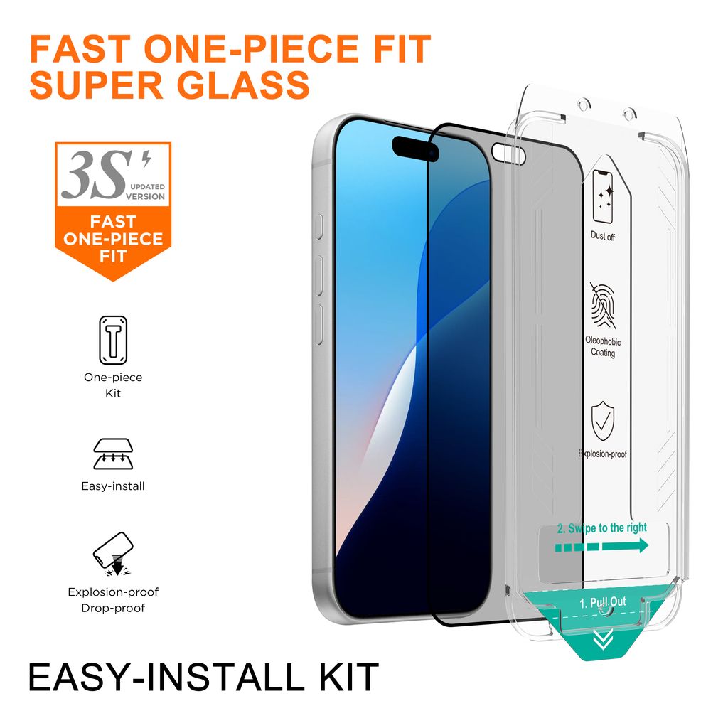 SiGN Privacy Näytönsuoja iPhone 18 Pro – EZ Apply pölyttömän sovittimen kanssa