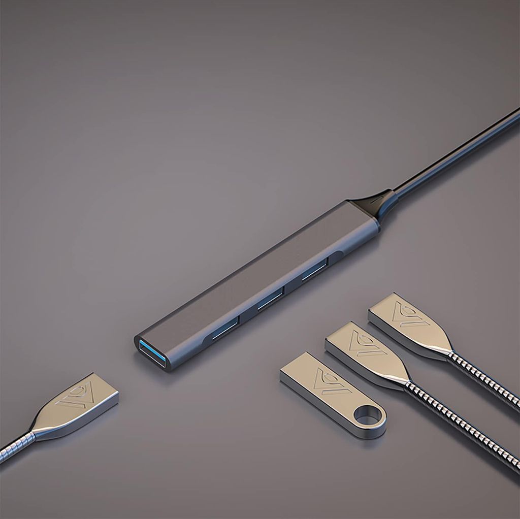 4Smarts USB-C-keskitin 4x USB-A-laturiin - tähtiharmaa