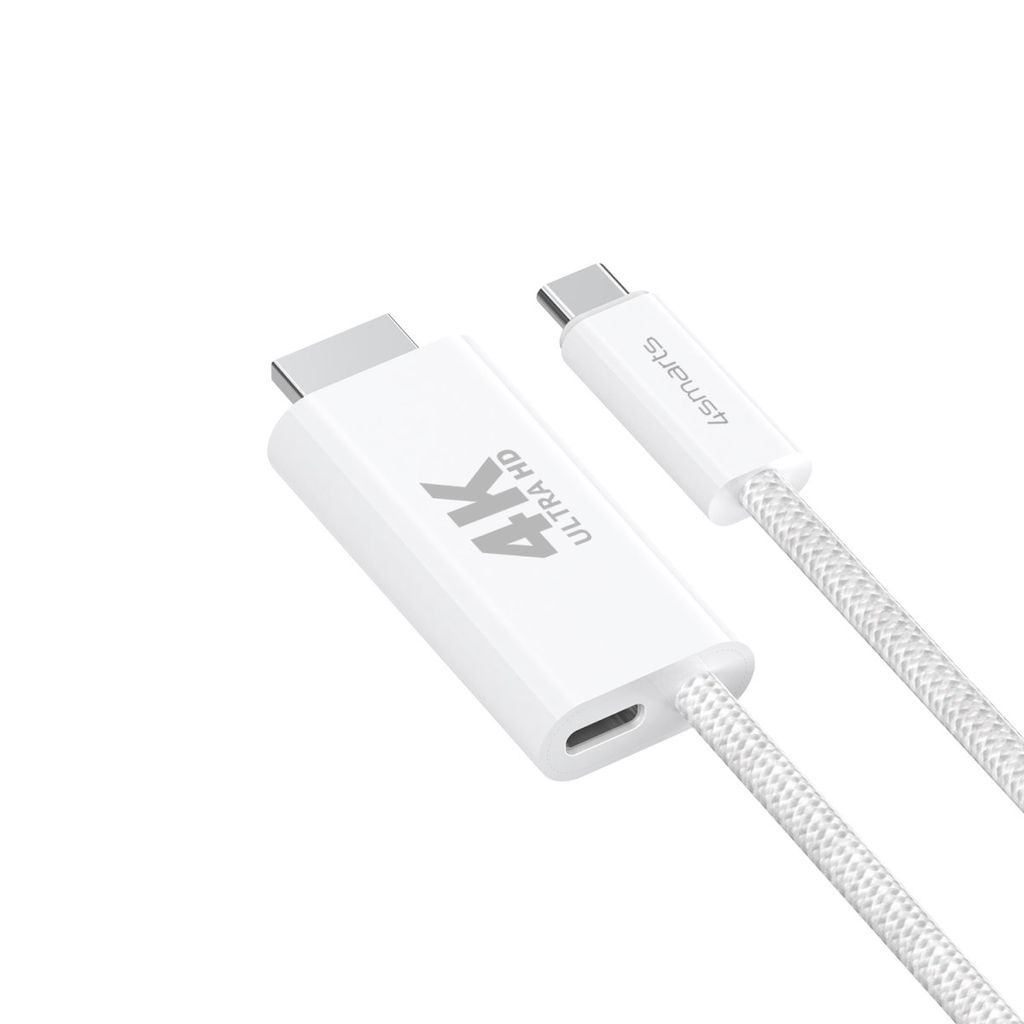 4Smarts USB-C til HDMI-kabel med PD, 2m - Hvit