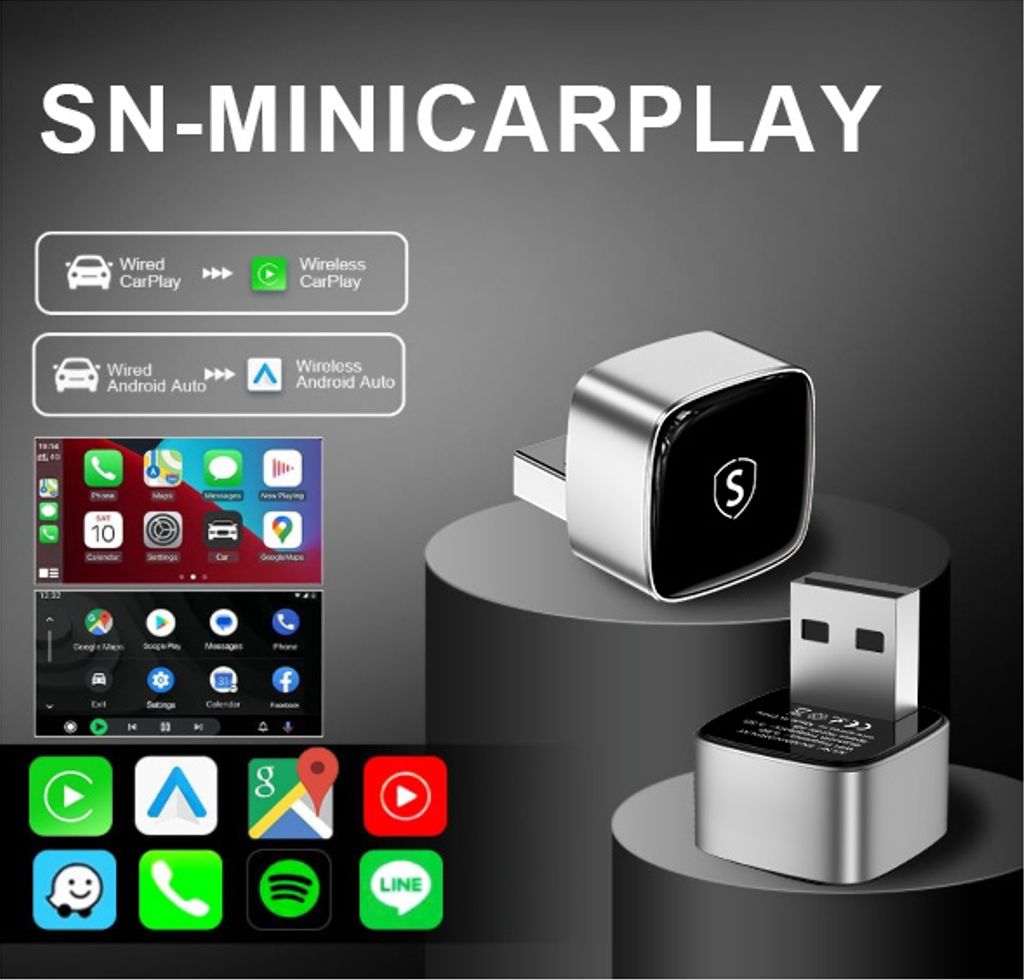 SiGN Mini trådlös CarPlay / Android Auto adapter - Silver