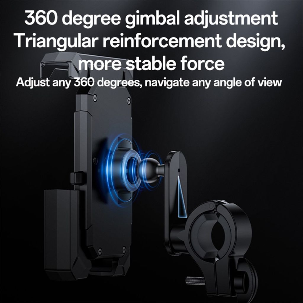 YESIDO C331 mobiltelefonholder med solskjerm for sykkel/motorsykkel/elscooter - Svart
