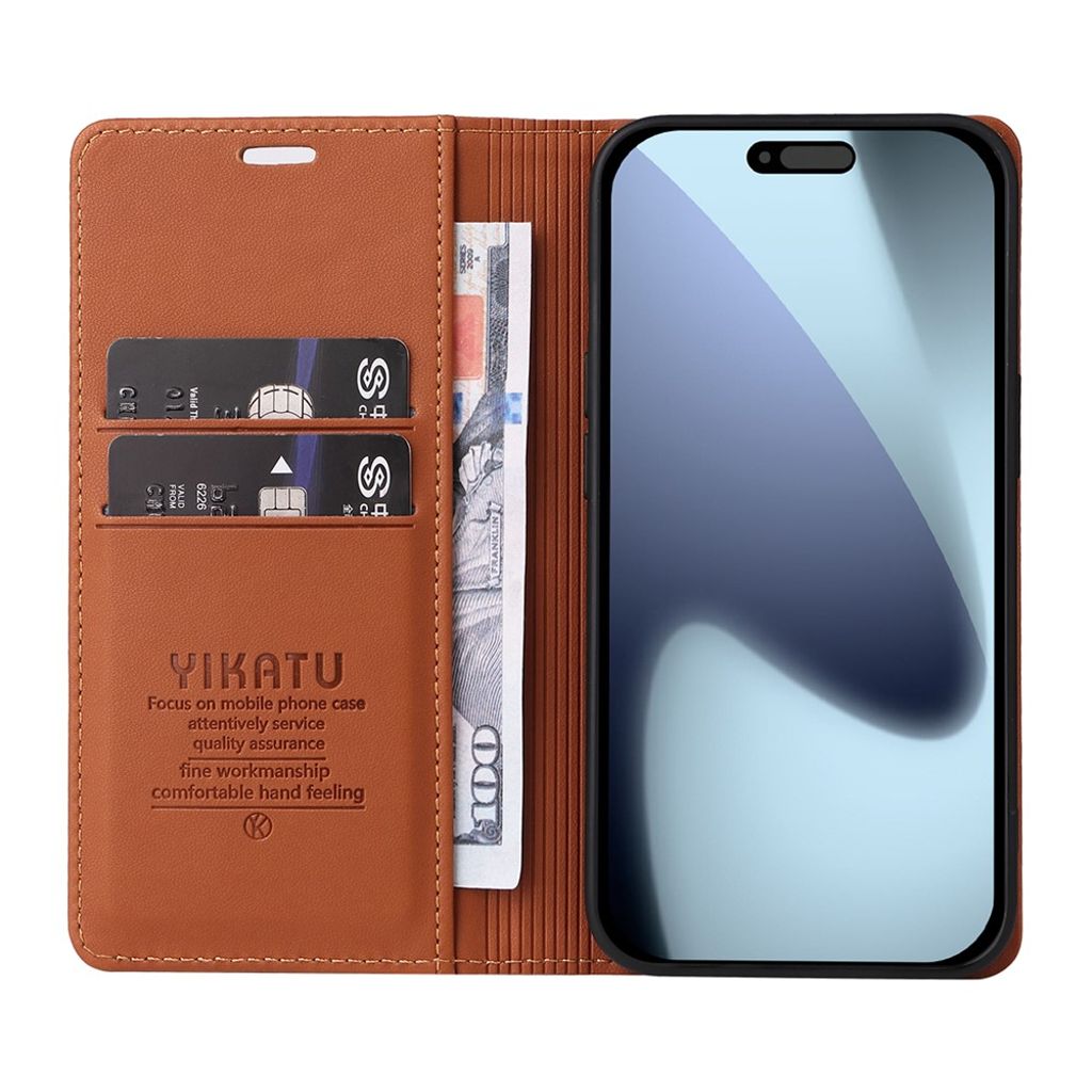 YIKATU iPhone 17 Pro Wallet cover - Brown
