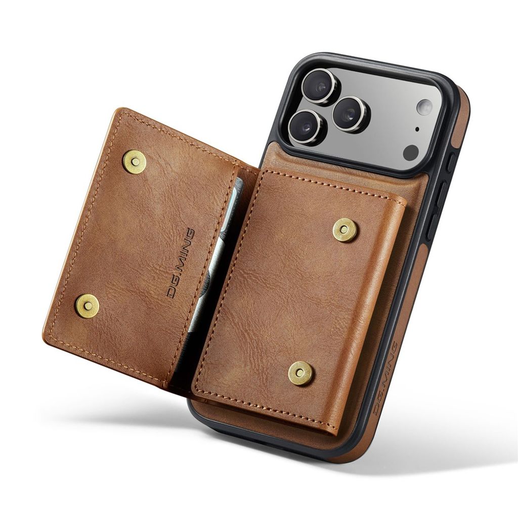 DG.MING iPhone 18 Pro Max/17 Pro Max Skal med Magnetisk Avtagbar Plånbok - Brun