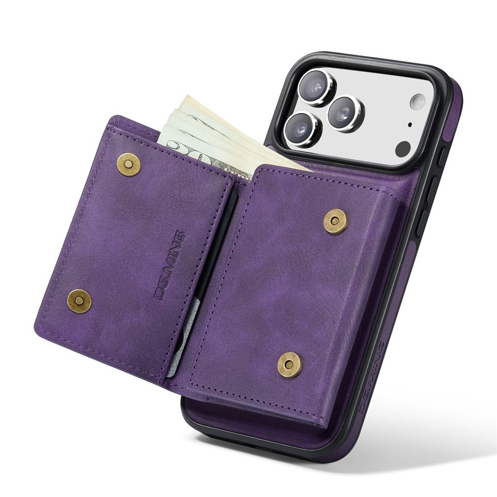 DG.MING iPhone 18 Pro/17 Pro Deksel med Magnetisk Lommebok - Lilla