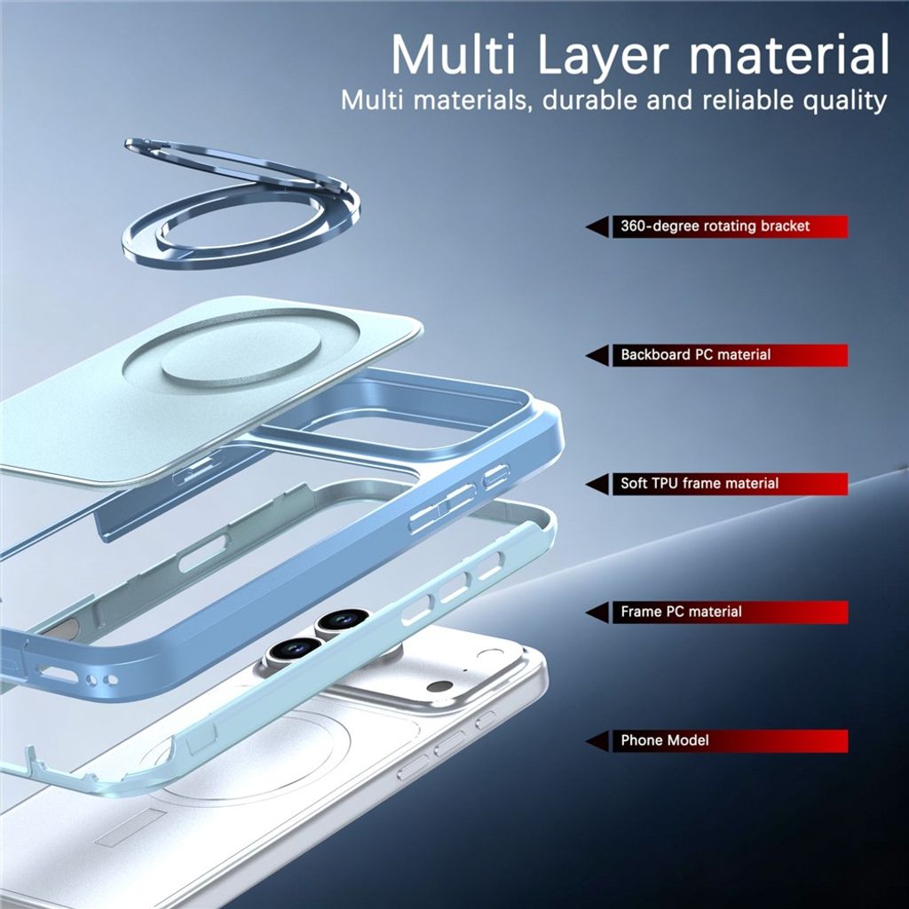iPhone 18 Pro/17 Pro MagSafe Cover med ringstøtte - Blå