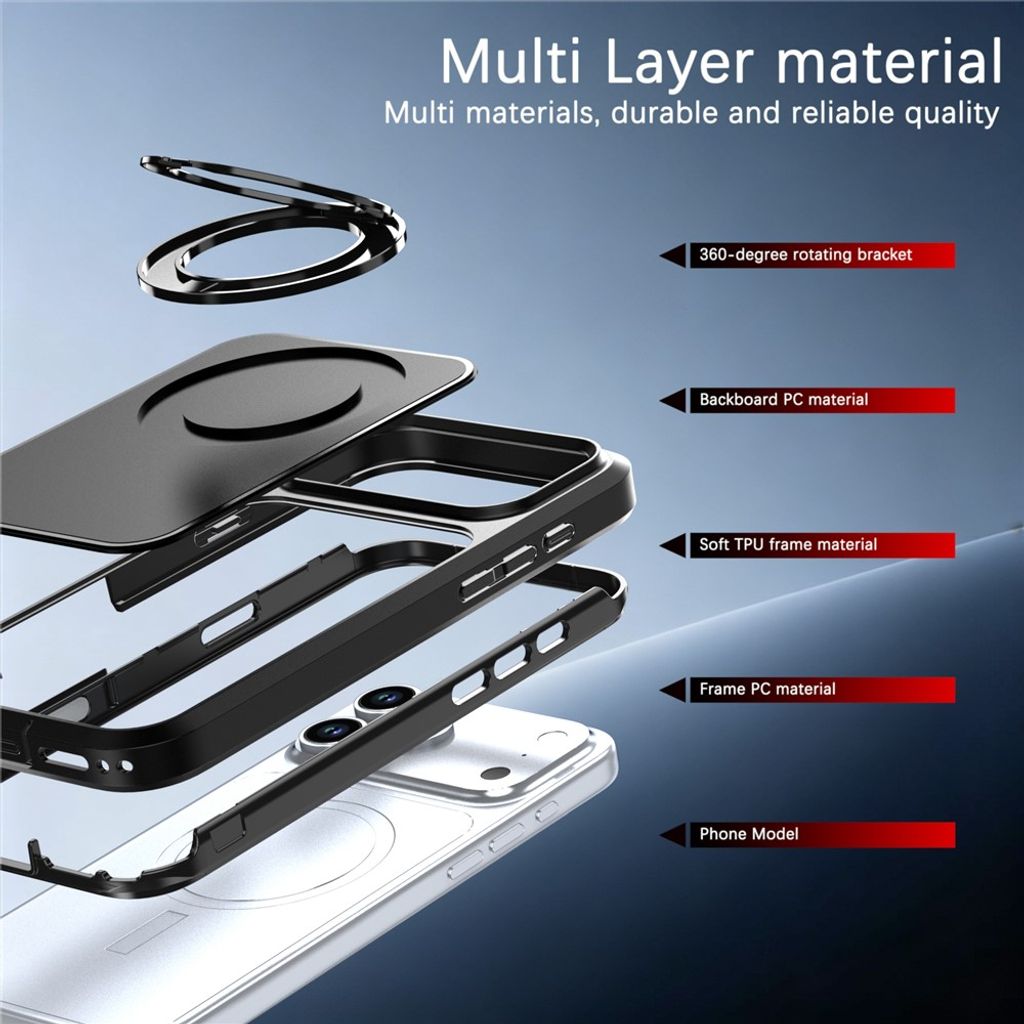 iPhone 18 Pro/17 Pro MagSafe Cover med ringstøtte - Blå