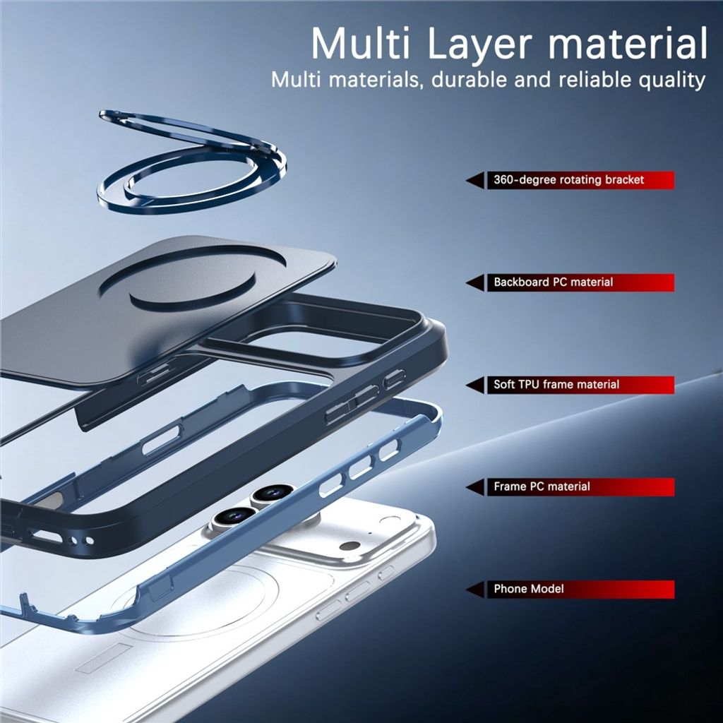 iPhone 18 Pro/17 Pro MagSafe Cover med ringstøtte - Blå