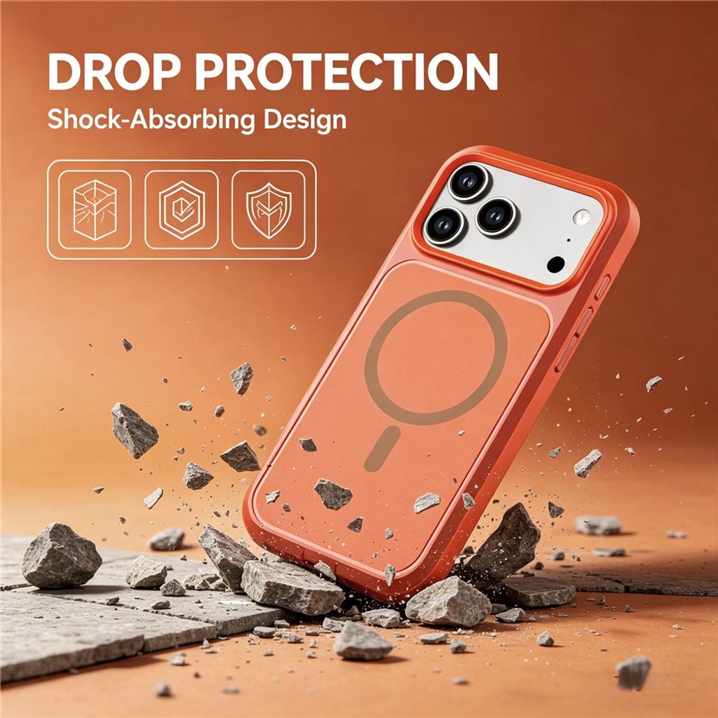 iPhone 18 Pro/17 Pro MagSafe Cover Stødsikkert - Orange