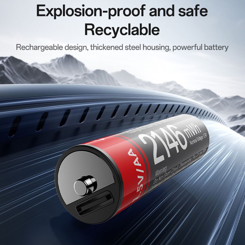 YESIDO YP88 4-pack AA Batteri 580mAh Uppladdningsbara USB-C