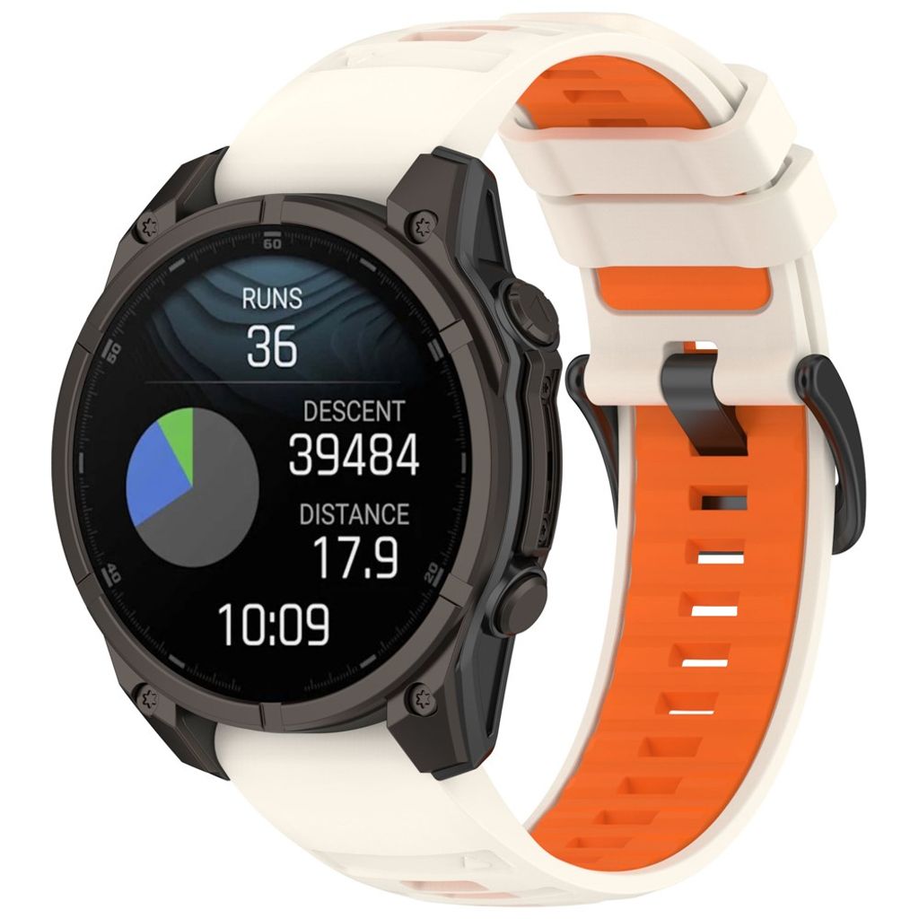 Garmin Quatix 8/Fenix 8/Epix Pro etc. Klockarmband Silikon – Starlight/Orange
