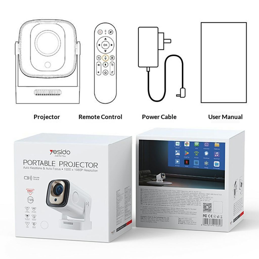 Yesido TV16 1080P Smart Home Mini-projektor med Bluetooth