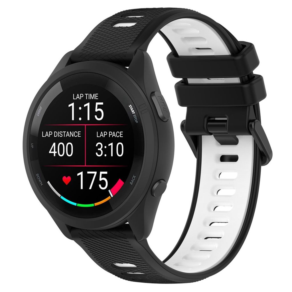 Samsung Galaxy Watch/Garmin Vivomove/Venu etc. Klockarmband Silikon – Svart/Vit
