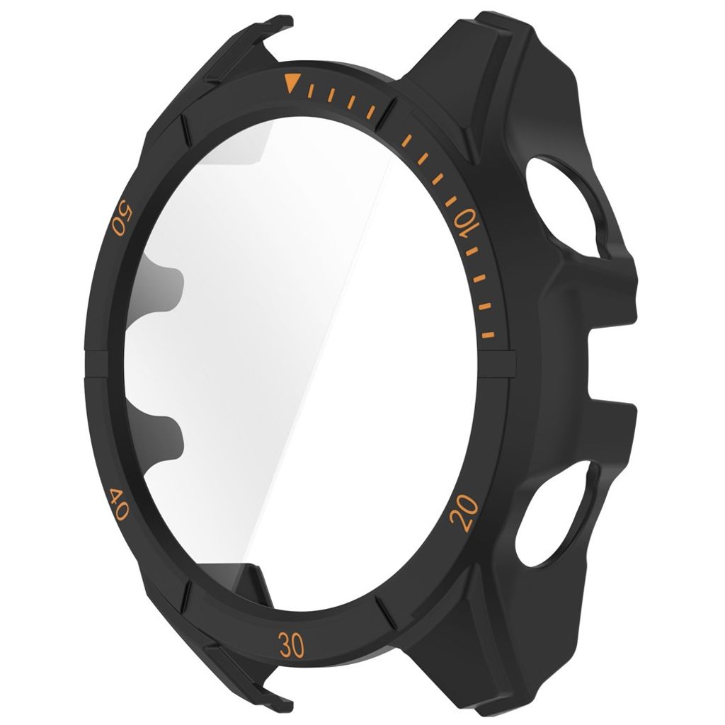 Garmin Fenix 8 47mm Etui med Hærdet Glas Skærmbeskytter – Sort/Orange