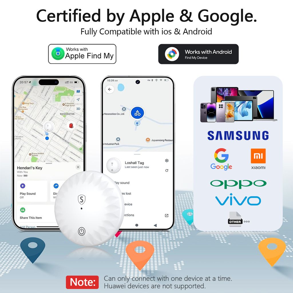 SiGN Location Finder Smart Tag Bluetooth-tracker med fodral och nyckelring – vit