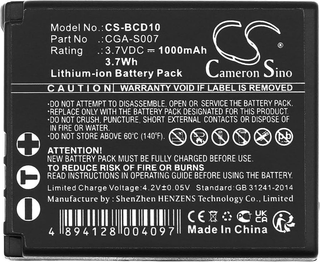 Batterie DMW-BLC12 1000mAh 7.2V Pour Panasonic Lumix Et Leica - Batterie De Rechange Compatible Avec Nombreux Appareils Photo
