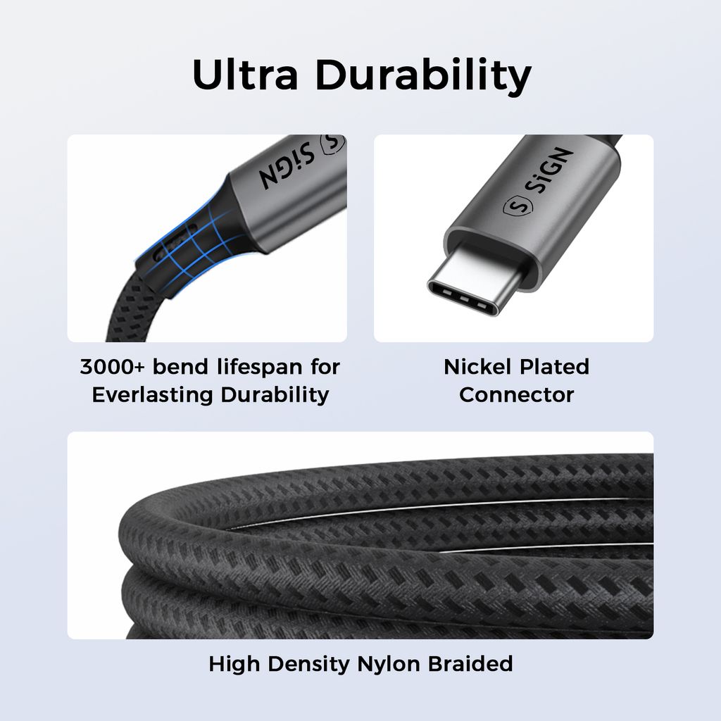 SiGN USB-C - USB-C -kaapeli 100W, 1.8m - Musta/Harmaa