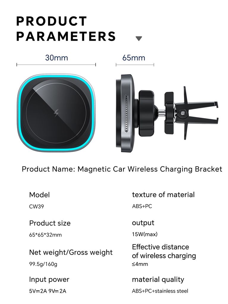SiGN Magnetisk Bilhållare Trådlös laddare Luftventil 15W