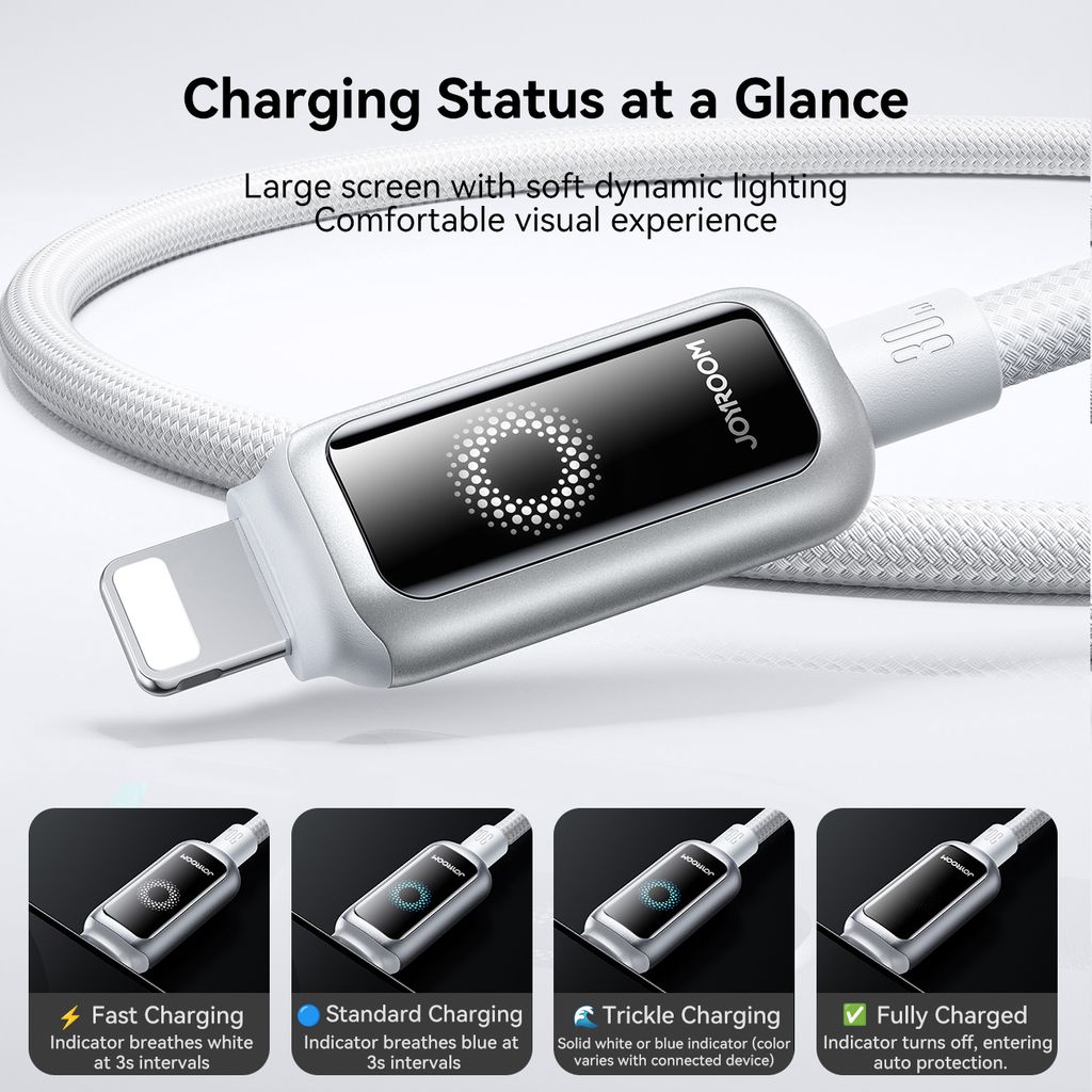 Joyroom USB-C till Lightning Snabbladdningskabel 30W, 1,2m - Vit