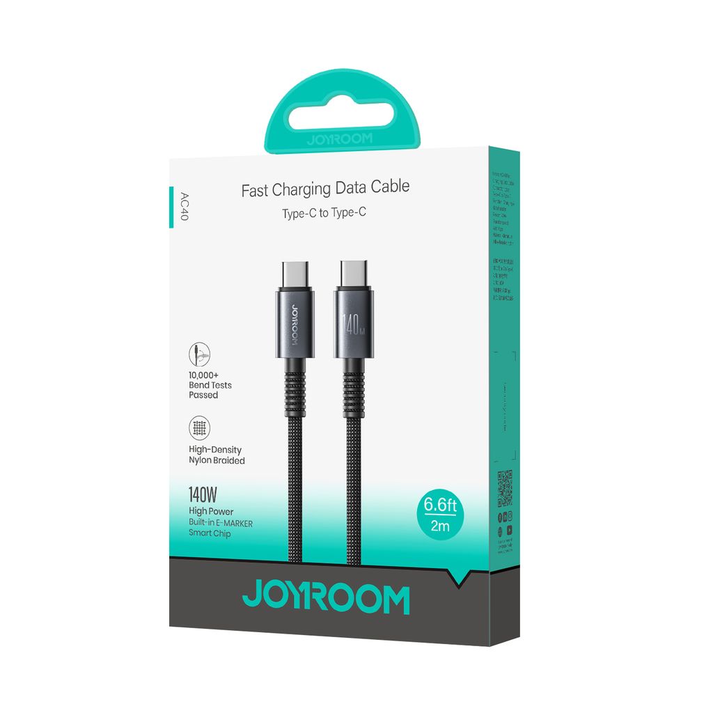 Joyroom AC40 USB-C Snabbladdning & datakabel 140W 480mbps, 2m – Svart