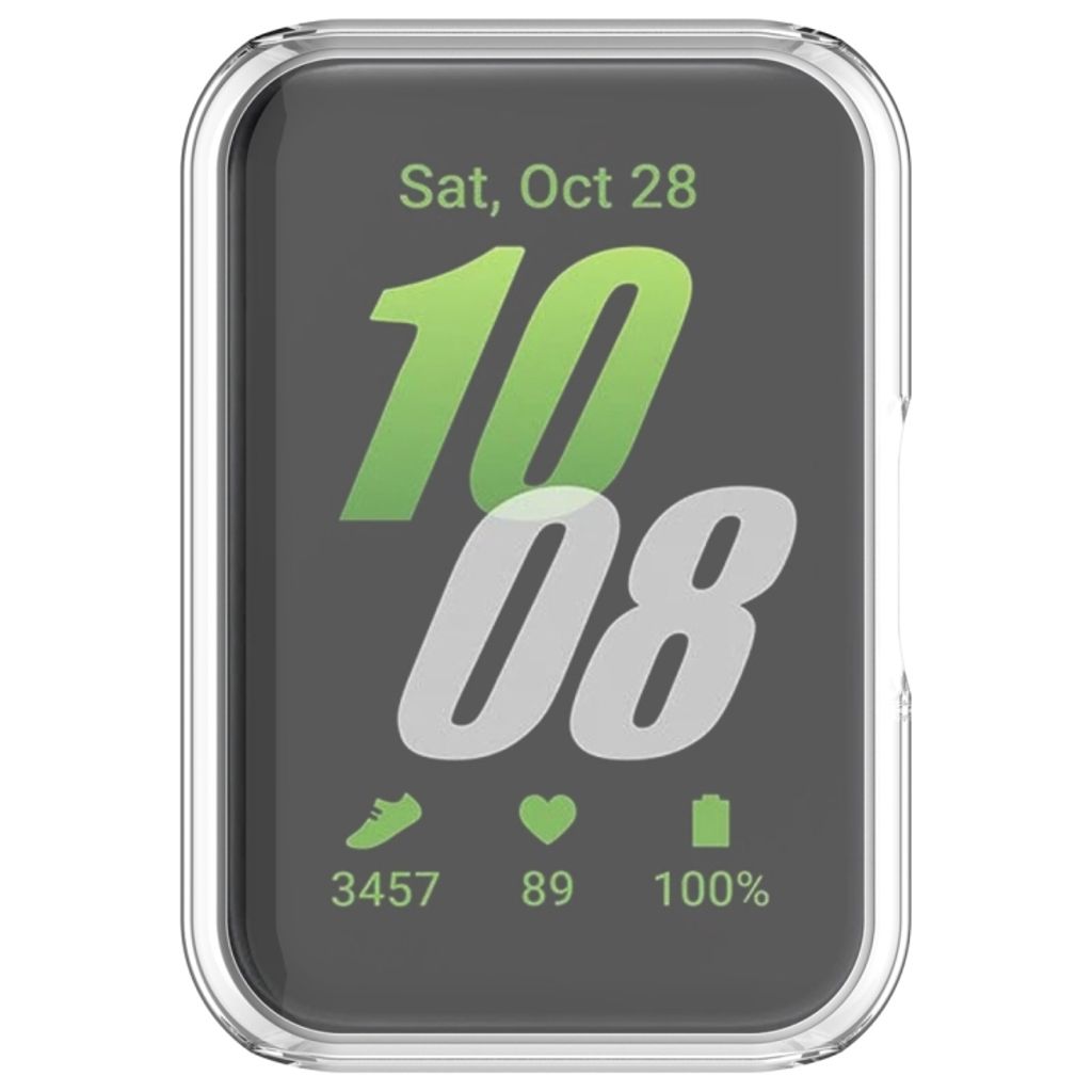 Samsung Galaxy Fit 6 cover med Skærmbeskytter for smartur - Gennemsigtig, Hvid