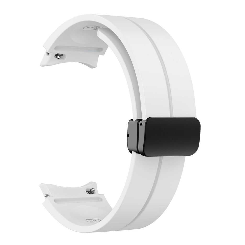 Samsung Galaxy Watch 7/6/5 -kellonranneke silikonimagneettisoljella – valkoinen