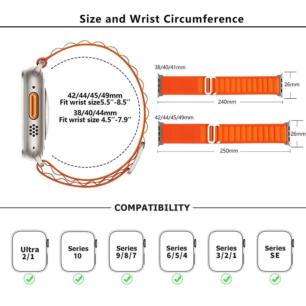 xDfind Apple Watch 49mm/46mm/45mm/44mm/42mm kellonranneke nailonia - vihreä