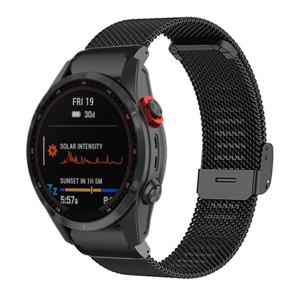 Garmin Fenix 7X/6X/5X Klokkereim milanese i metall - Svart