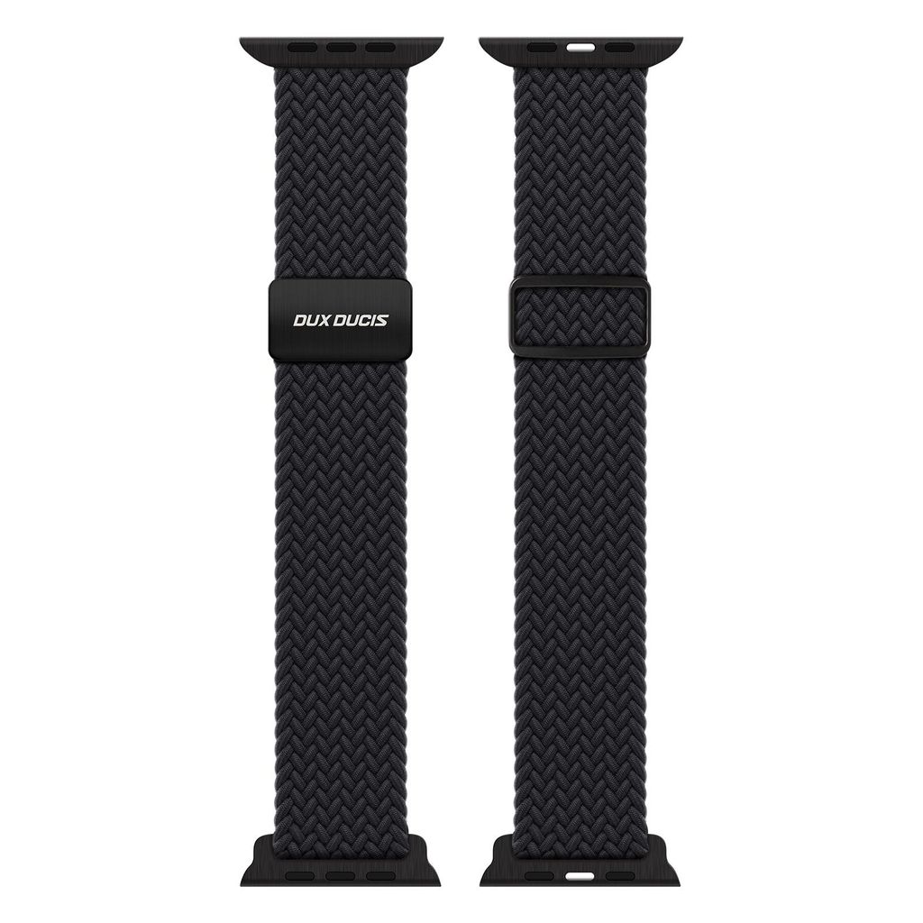 DUX DUCIS Apple Watch 42/44/45/46/49 mm kellonranneke nailonilla ja magneettilukolla – musta