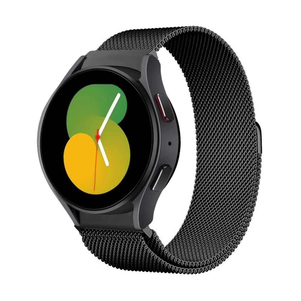 Samsung Galaxy Watch7 44mm Milanese-kellonranneke + näytönsuoja – musta