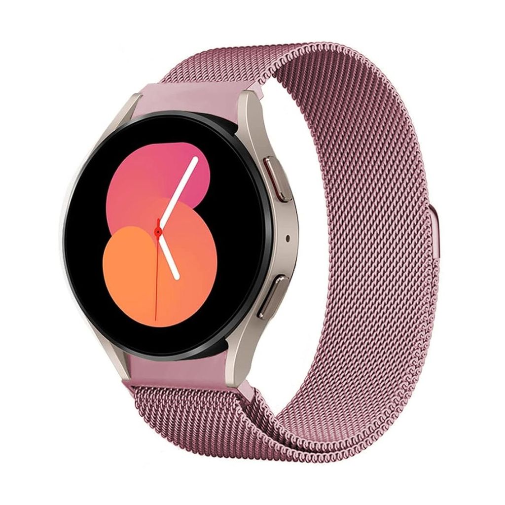 Samsung Galaxy Watch7 44mm Milanese-kellonranneke + näytönsuoja – Ruusukulta