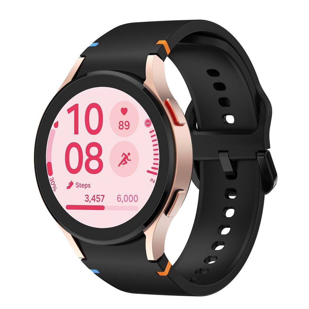 Samsung Galaxy Watch7 44 mm silikoniranneke kellolle + näytönsuoja – musta