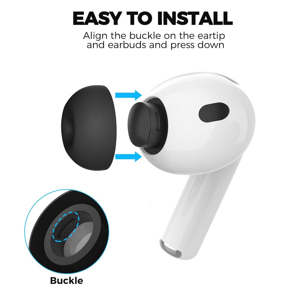 XDcase AirPods Pro 3 silikonøretupper + rengjøringsbørste, 4 par – svart