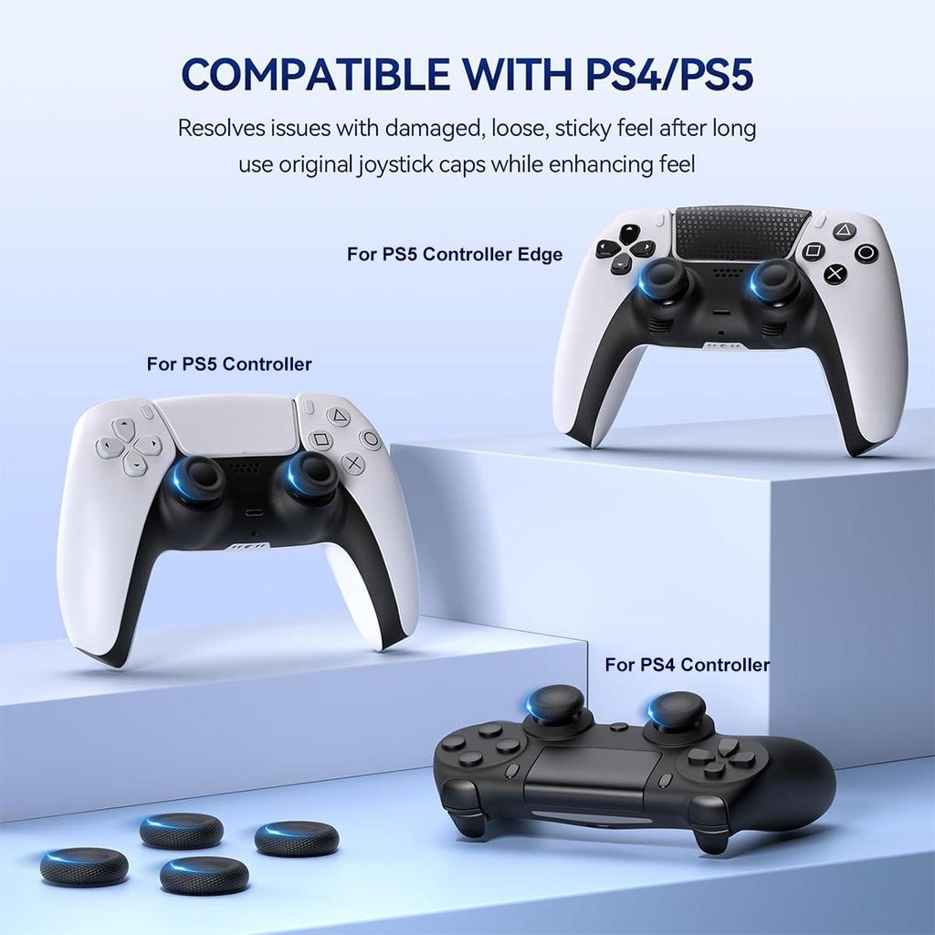 XDcase Joystick tommelfingergreb til PS5 / PS4, 10-pak – Sort