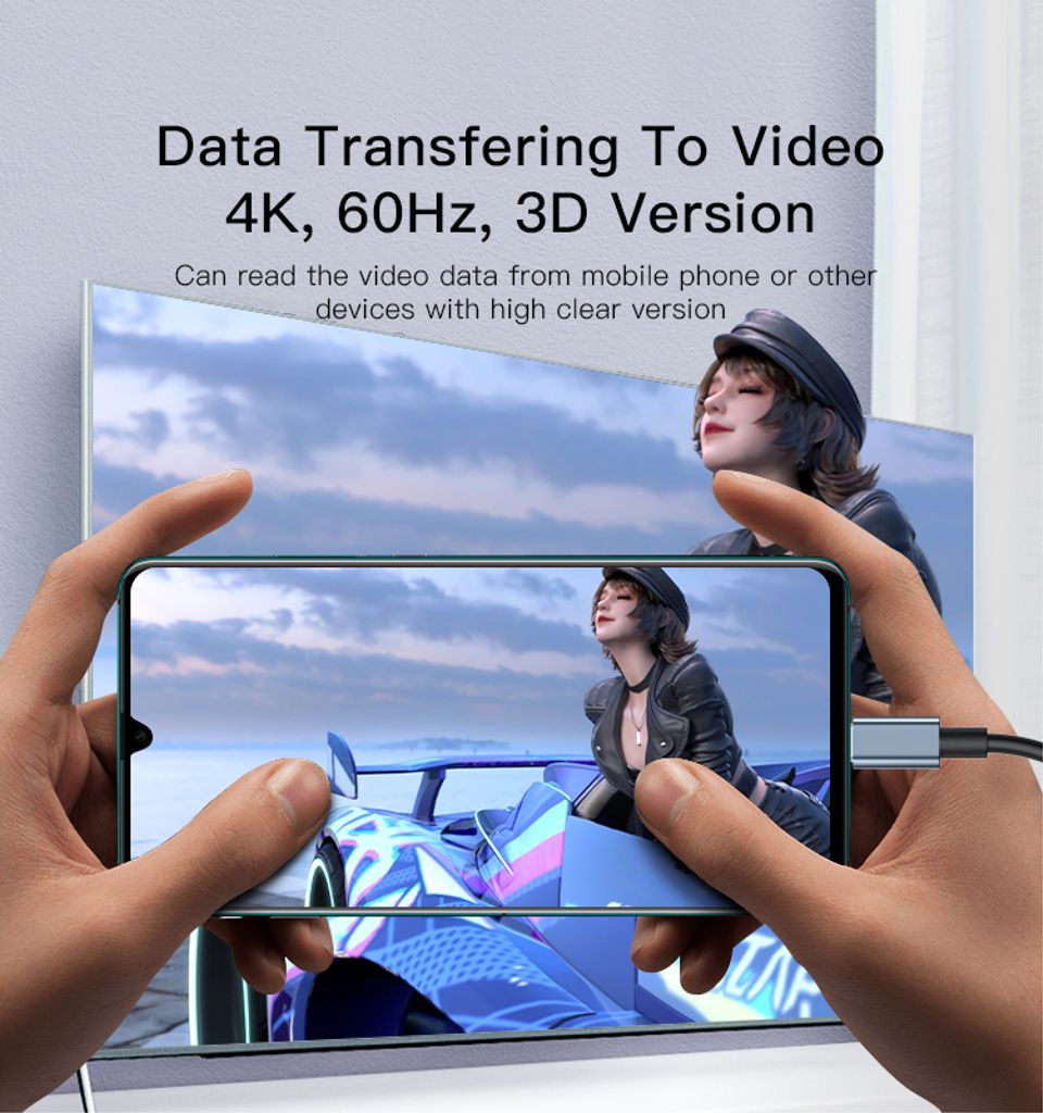 YESIDO HM10 USB-C - HDMI -kaapeli 4K 60Hz, 2m