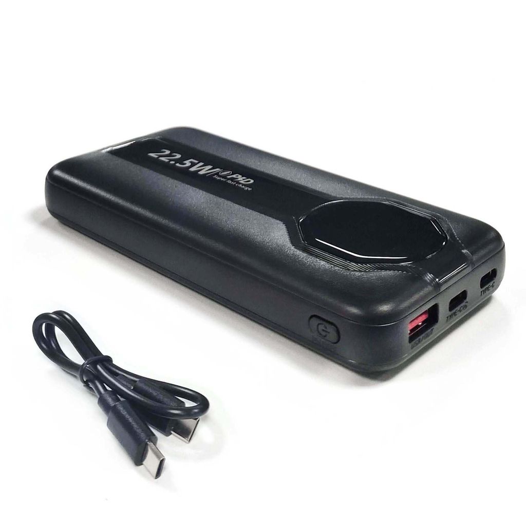 SiGN Kraftig Powerbank med Indbyggede Kabler, 10000mAh - Sort