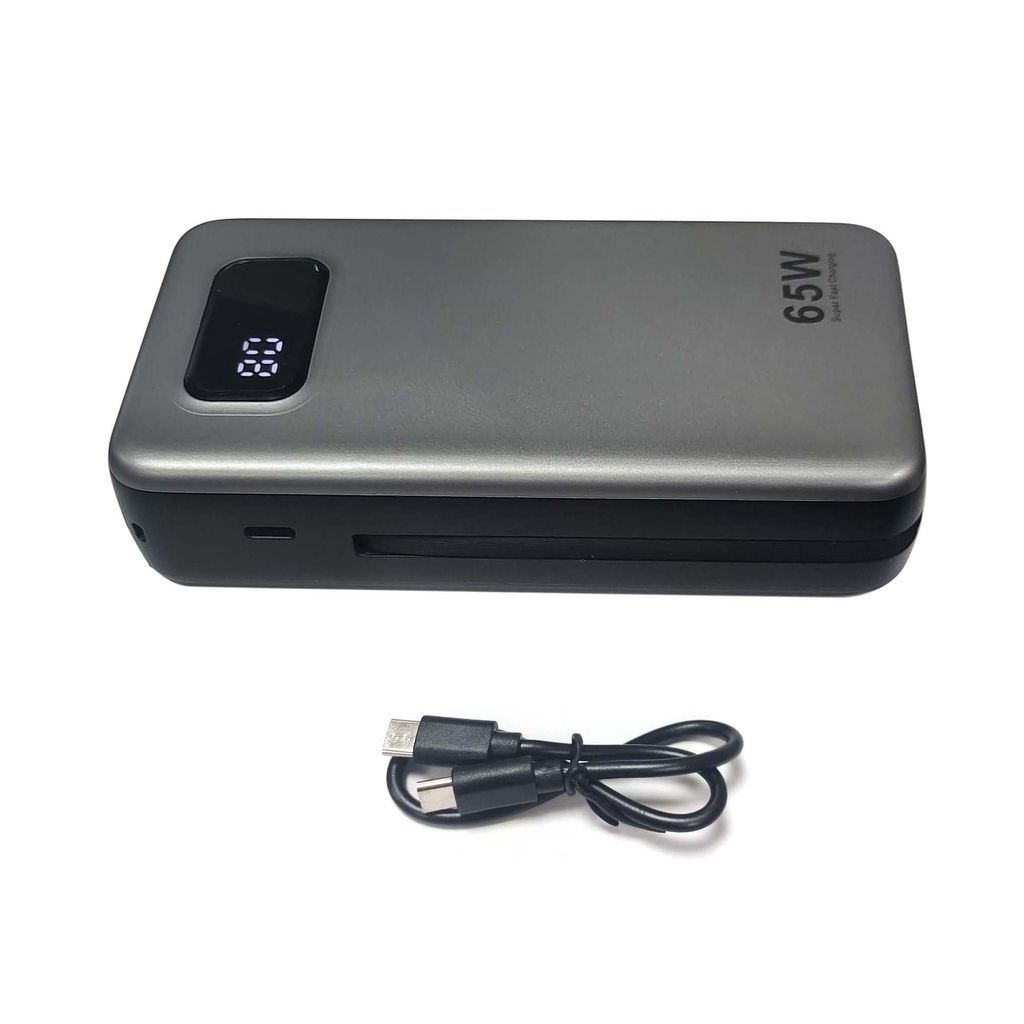 SiGN Kraftig Powerbank med Innebygde Kabler 20000mAh 65W USB-C/Lightning