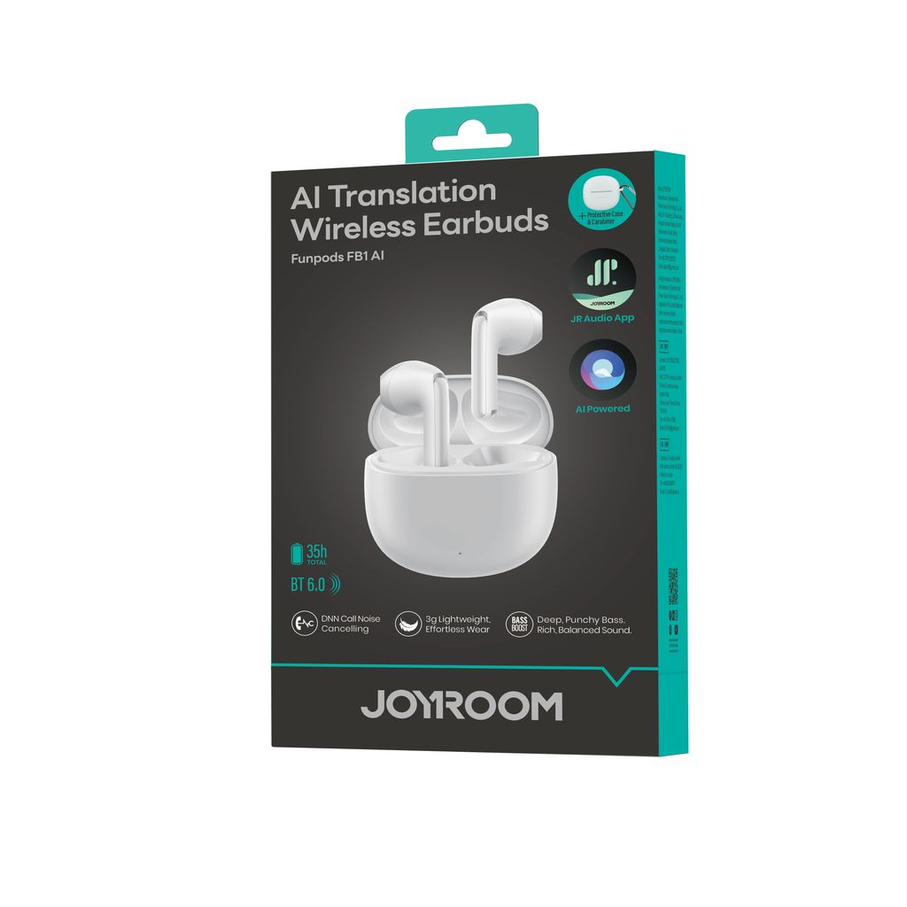 Joyroom JR-FB1 Funpods TWS Trådlösa in-ear hörlurar med ANC, AI version – Vit