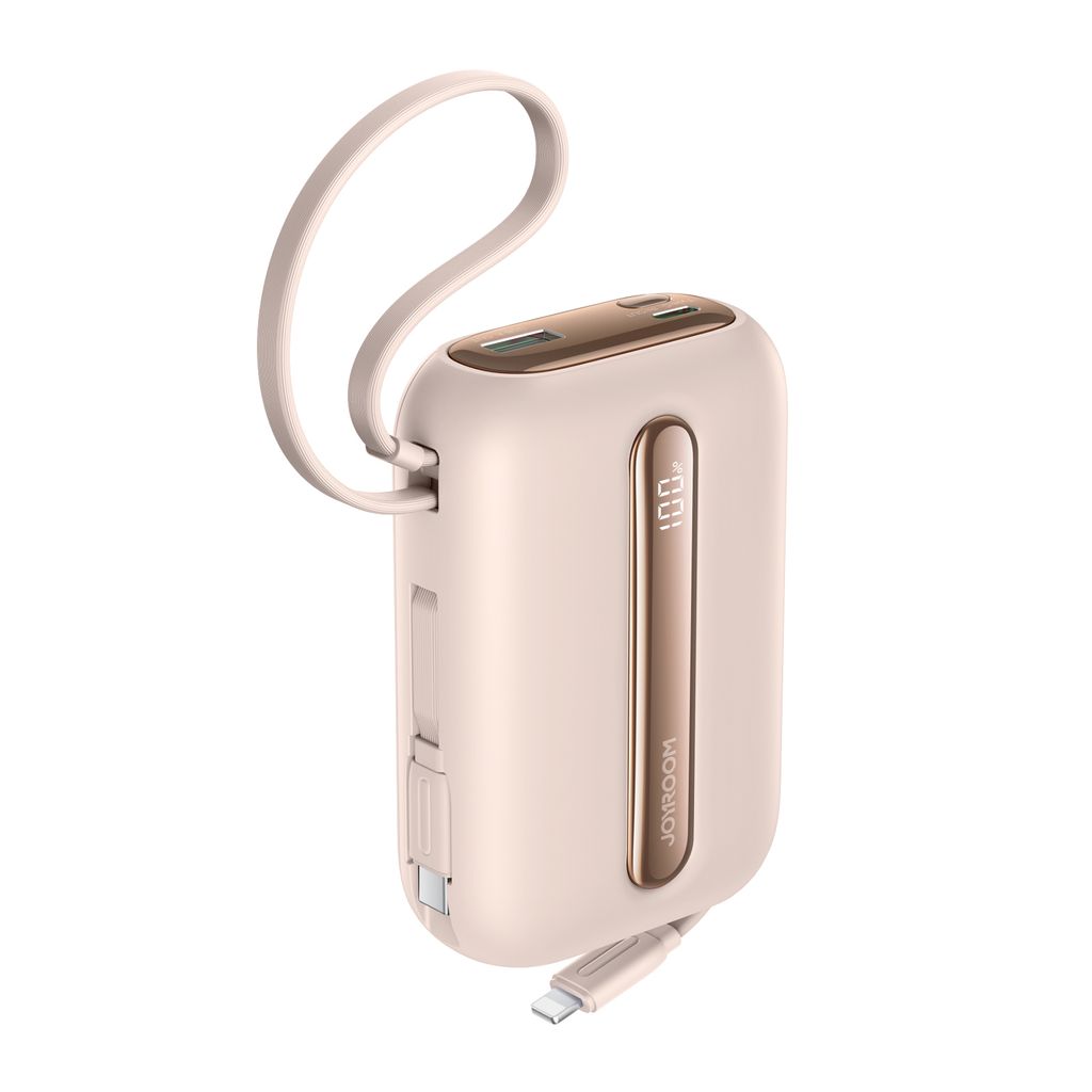 Joyroom JR-L012 Ultra powerbank 20000mAh met USB-C/Lightning-kabels - Abrikoos